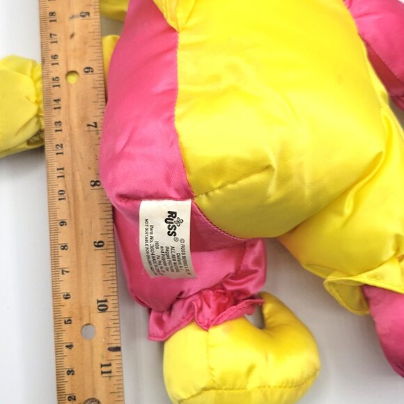 Russ Berrie Troll Doll Clown Jester Soft Body Pink Yellow Play-suit Pink Hair Vi - Picture 4 of 6